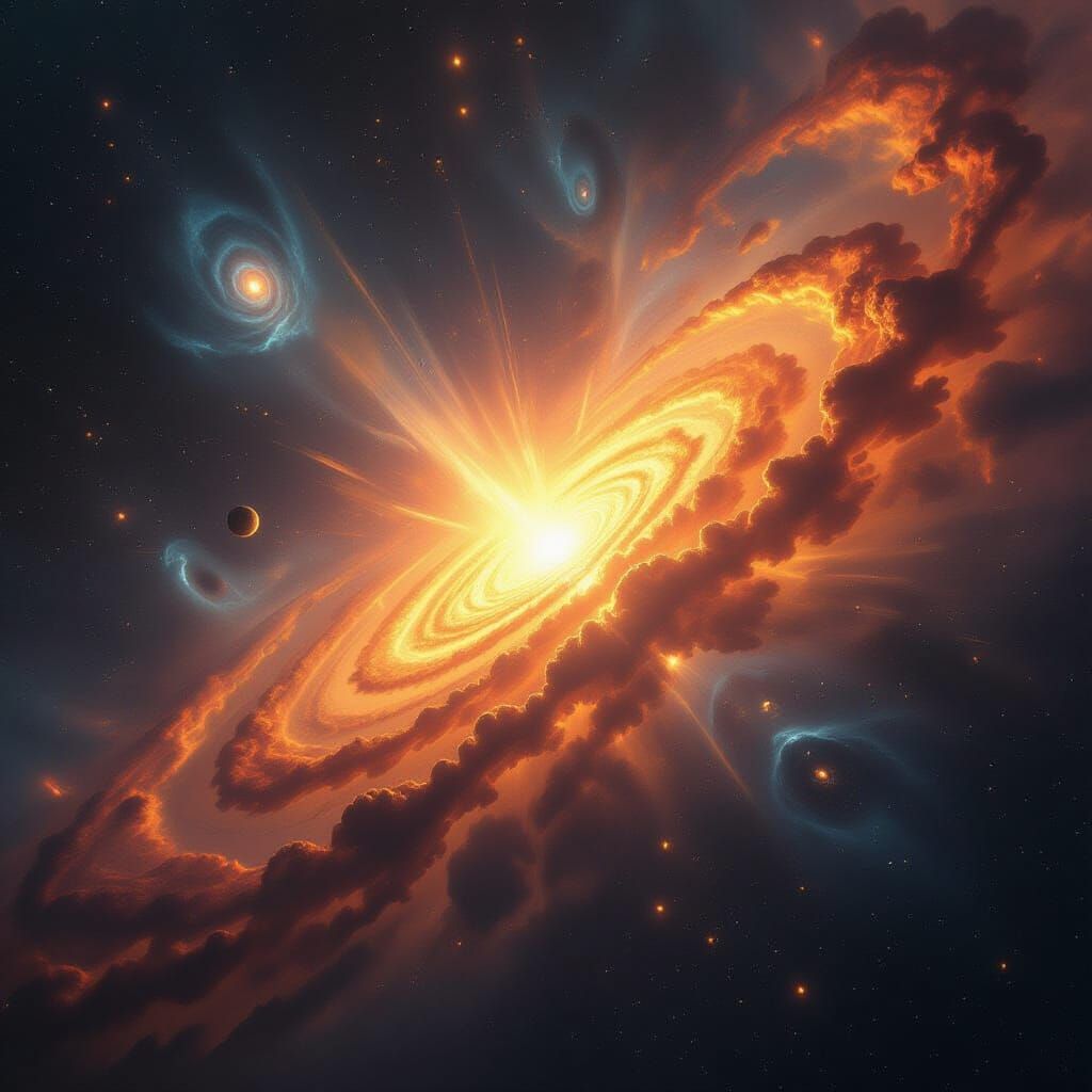 Cosmic Panorama: Big Bang Erupts in Radiant Chaos