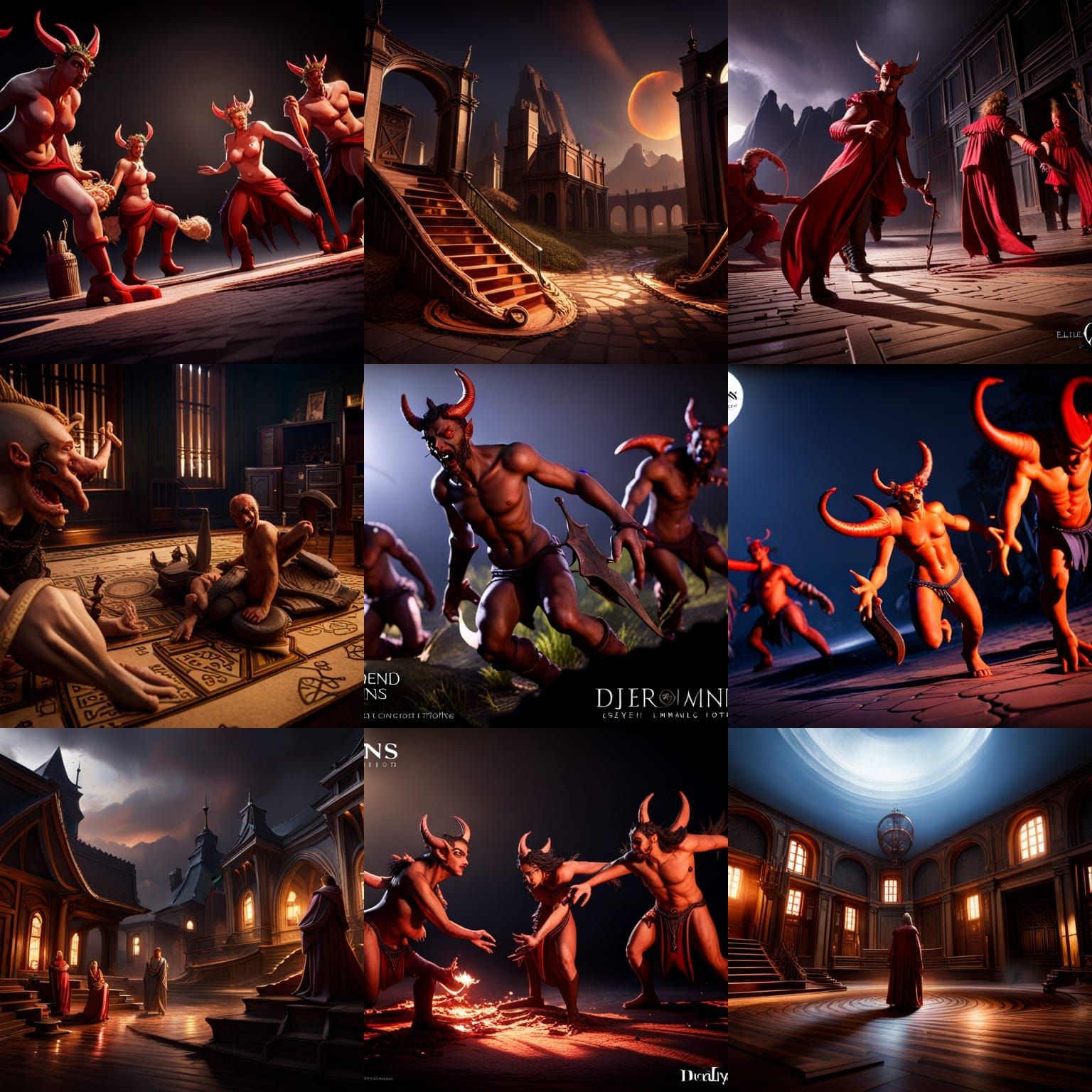 Seven Deadly Sins Demons in Eldritch Horror Style