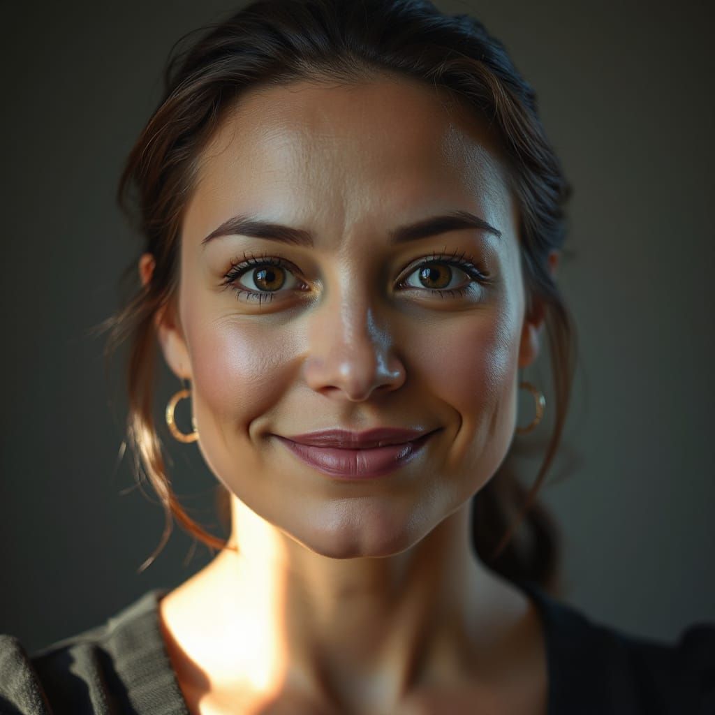 Portrait of Kind Woman Radiating Inner Strength