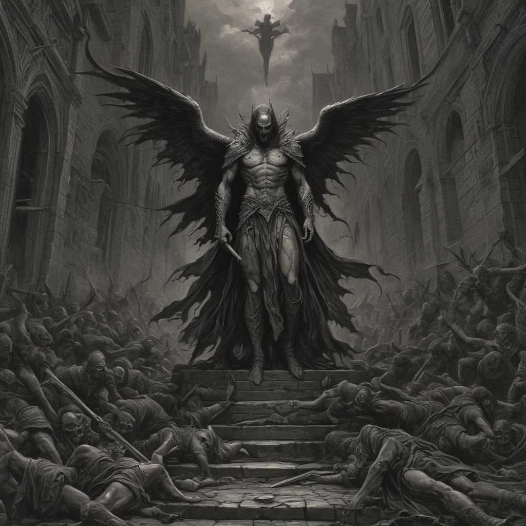 Vampire Rising Horror in Gustave Doré Style