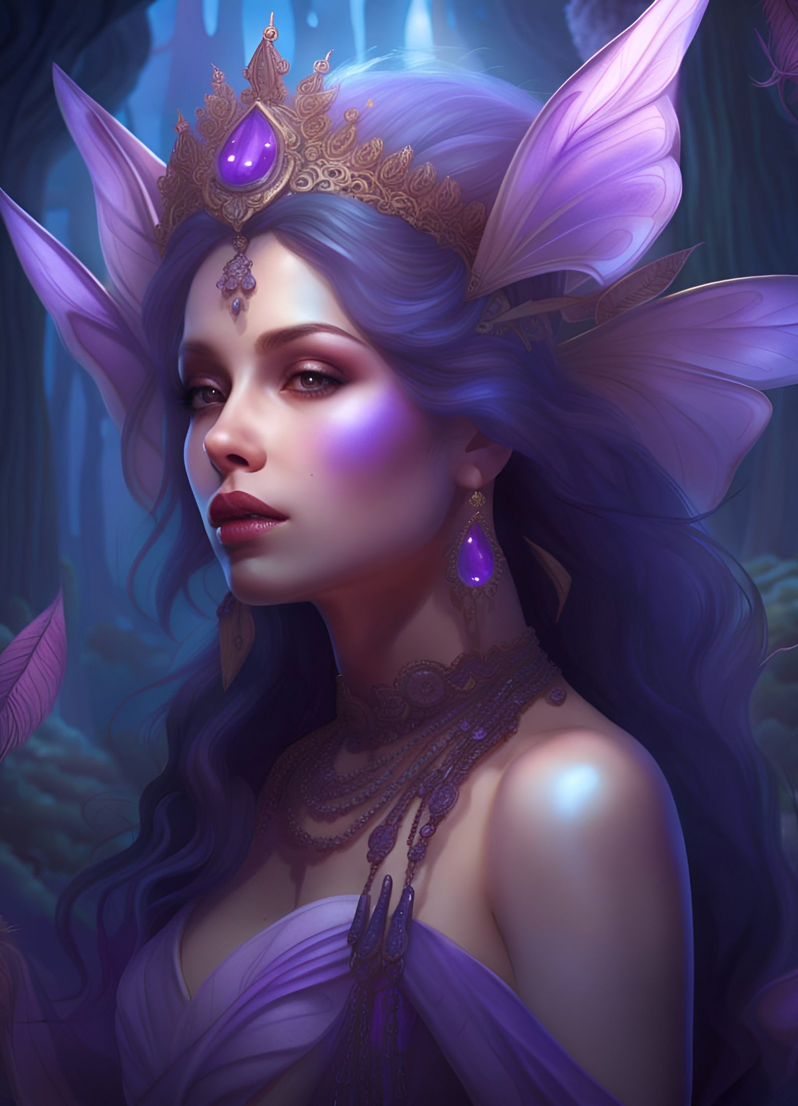 Ethereal Amethyst Fairy Queen in Detailed Matte Painting