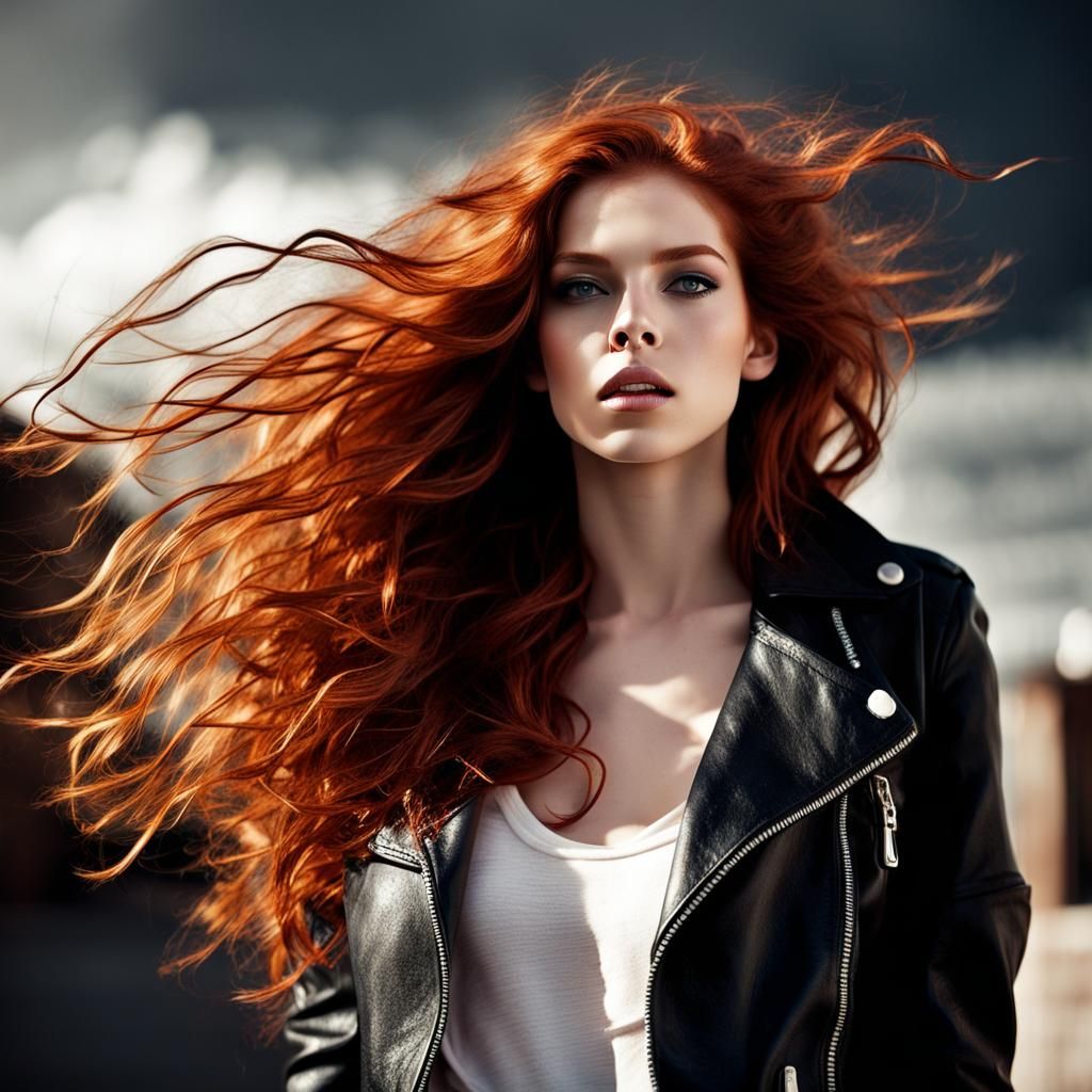 Fiery Redhead in Collapsed Cityscape