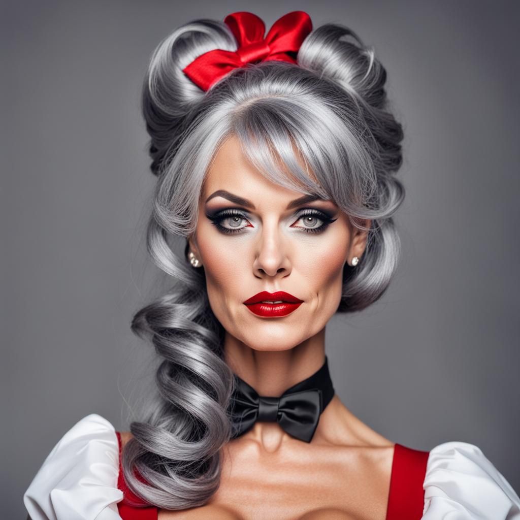 Elegant Woman in French Maid Outfit