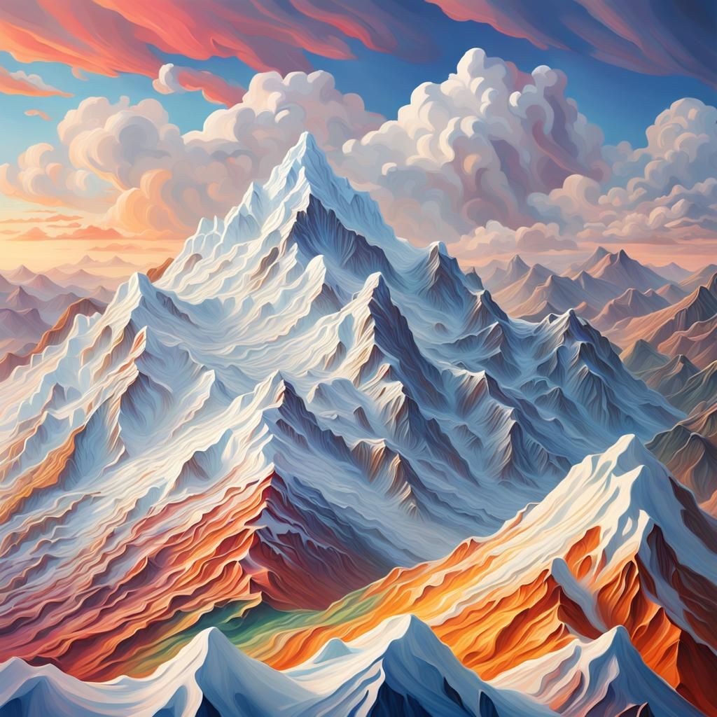 Mountains Covered in Whipped Cream: Hyperrealistic Splash Ar...