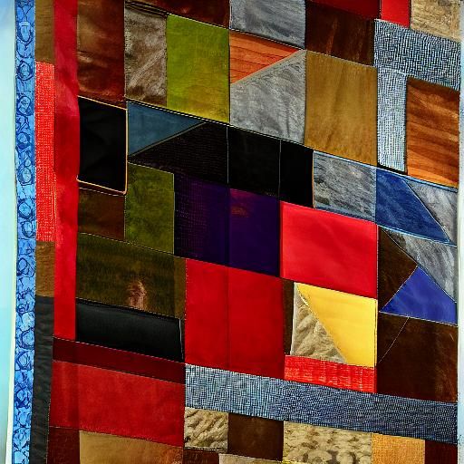 Colorful Abstract Leather Patchwork in Surrealist Style