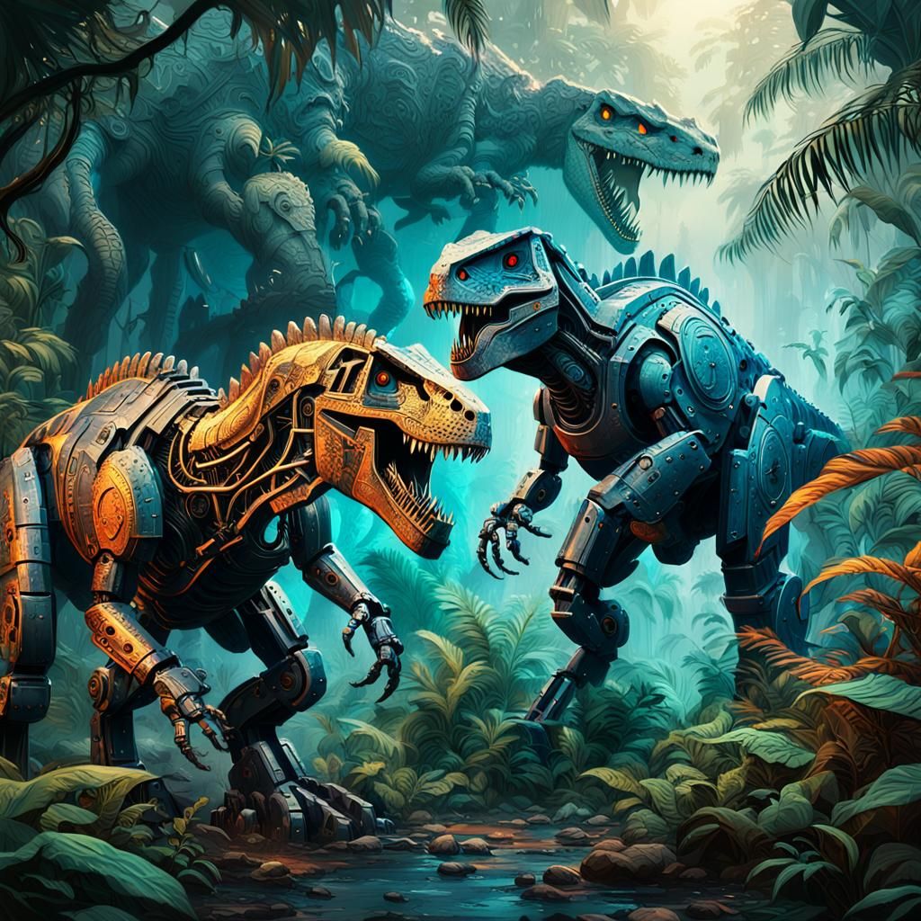 Fantastical Jungle Duel in Golden Hour