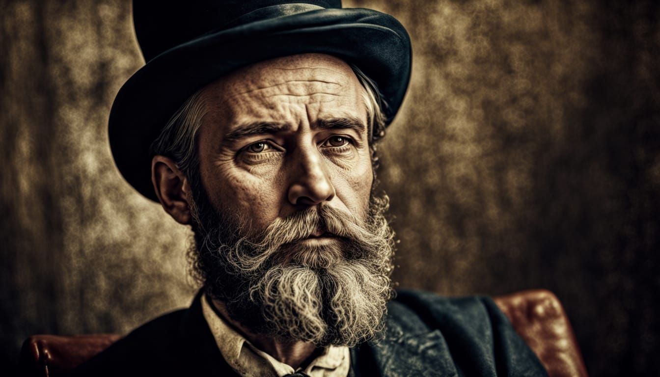 Hyperrealistic Collodion Portrait of Gentleman in Vintage Cl...