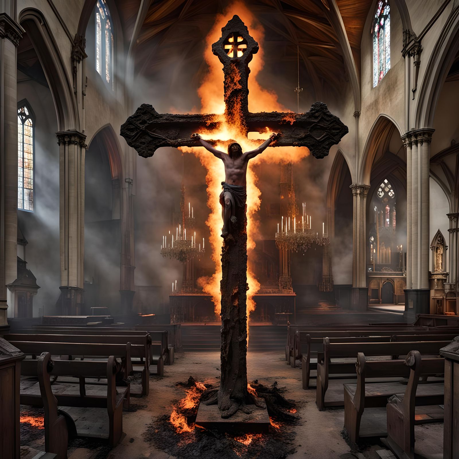 Burning Cross Ablaze: A Fiery Depiction