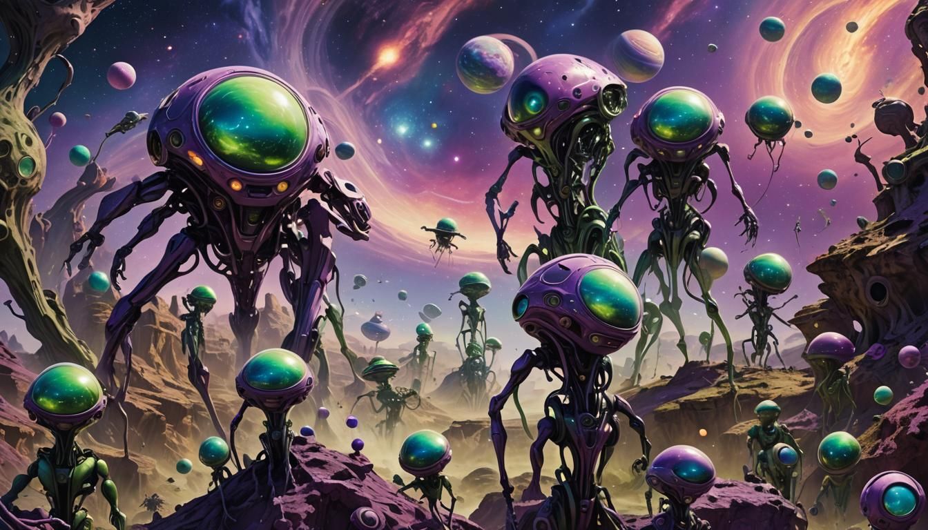 Surreal Alien Gathering in Andromeda System