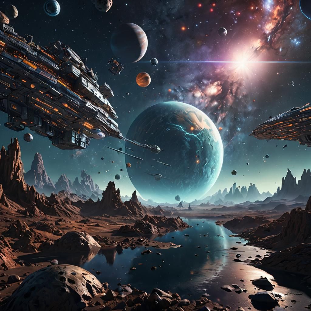 Cosmic Giant Across Universes: Digital Concept Art