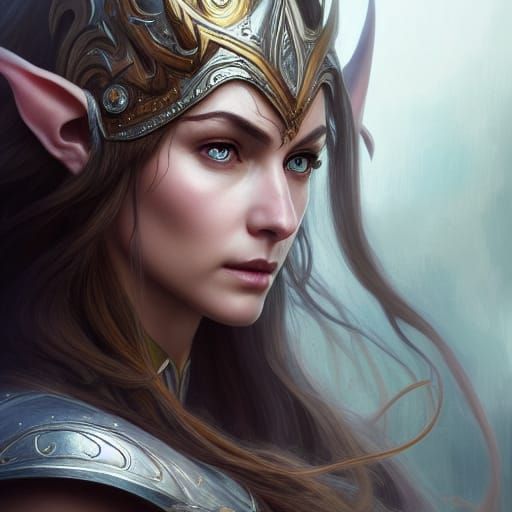 Elven Paladin Portrait in Photorealistic Style