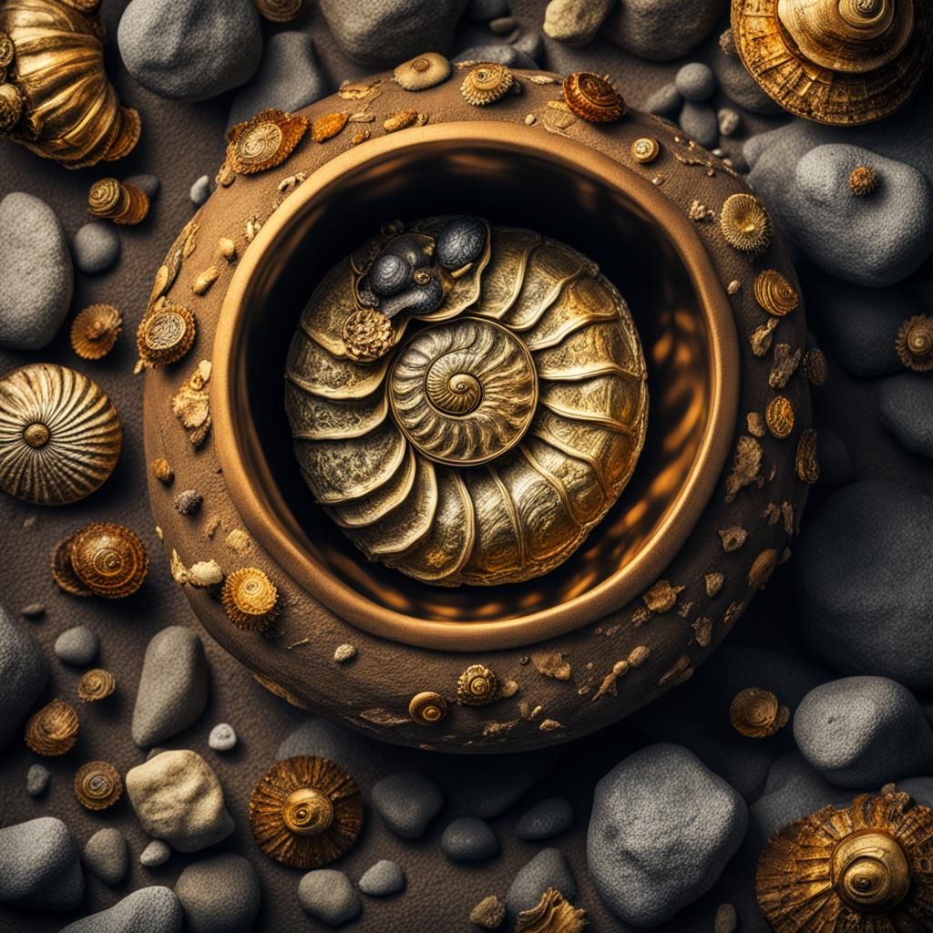 Buried Gold Treasure Among Earth and Ammonites