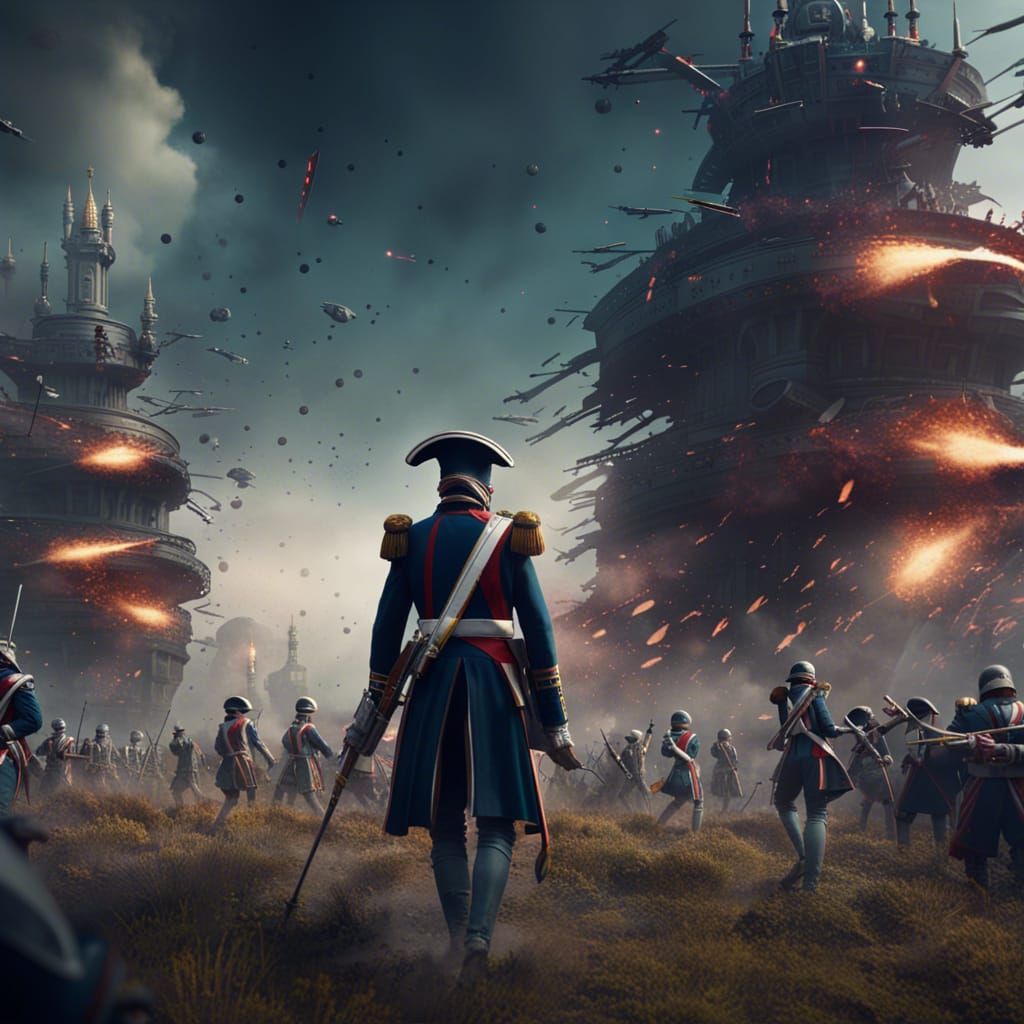 Futuristic Napoleonic Battle in Science Fiction Style