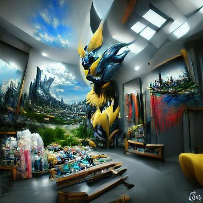 Hyperrealistic Zeraora in the Backrooms
