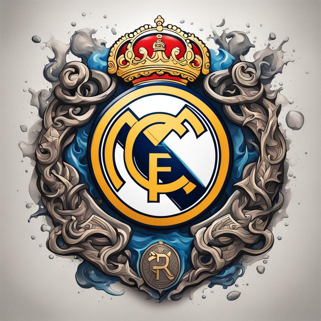 Viking-Style Tattoo of Real Madrid Crest