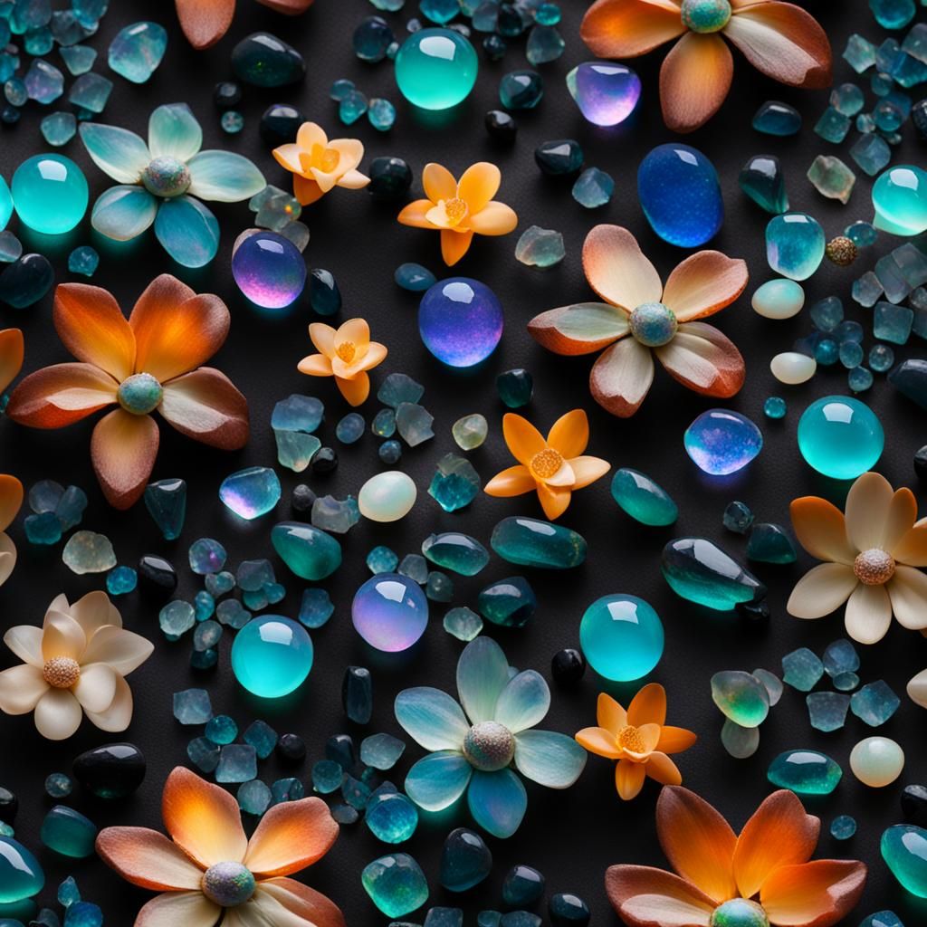 Opal and Onyx Flower Garden in Dreamy Bokeh
