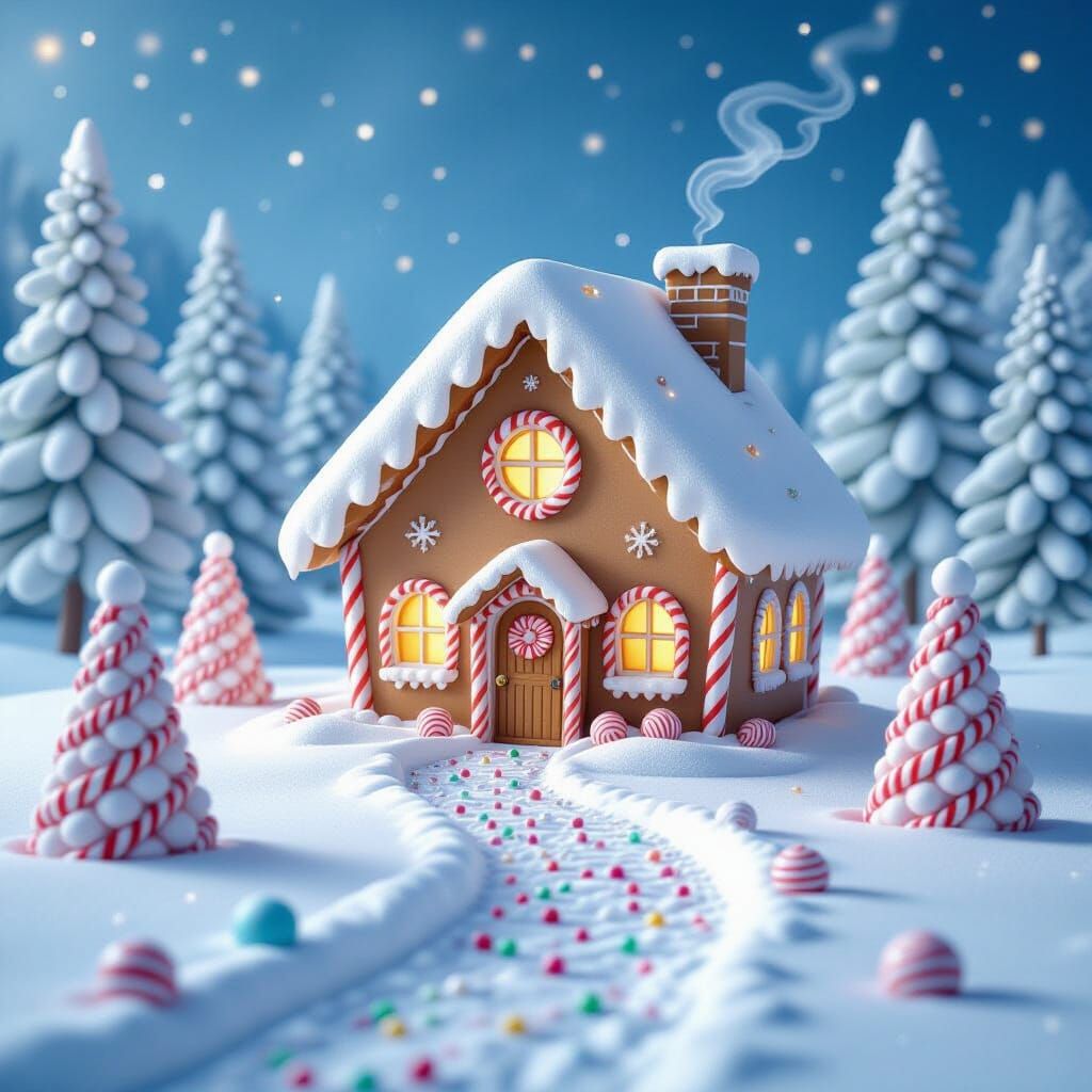 Gingerbread House in Snowy Wonderland