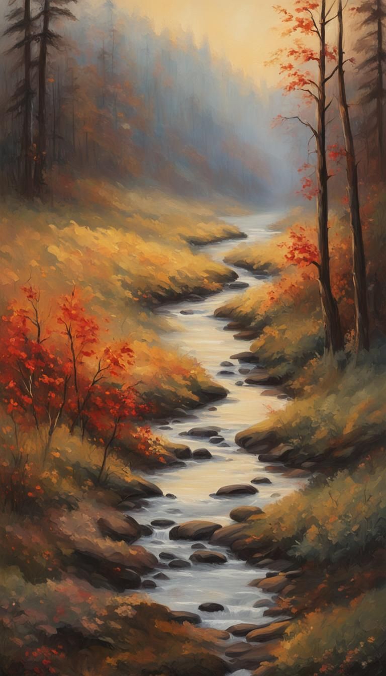 Forest Path at Dusk: Impressionist Landscape Painting