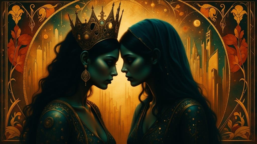 Hekate Meets Lord of Shadows in Mystical Portrait