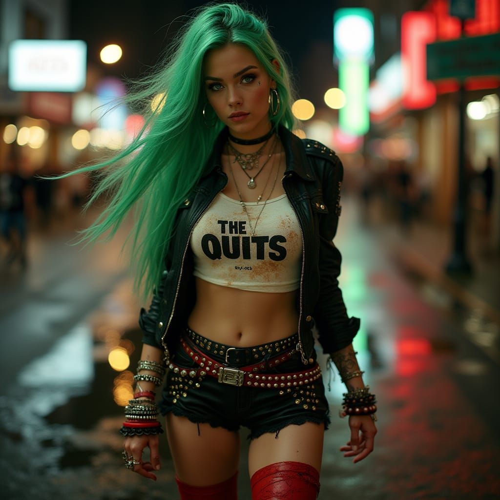 Glowing Green Goddess of Punk Rock Rebellion