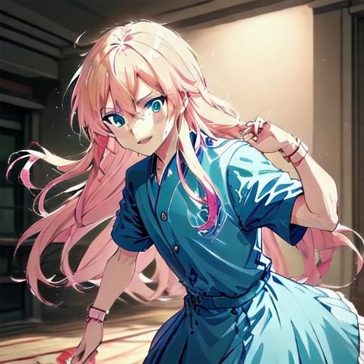 Anime Girl with Pink Sword in Kyoto Animation Style