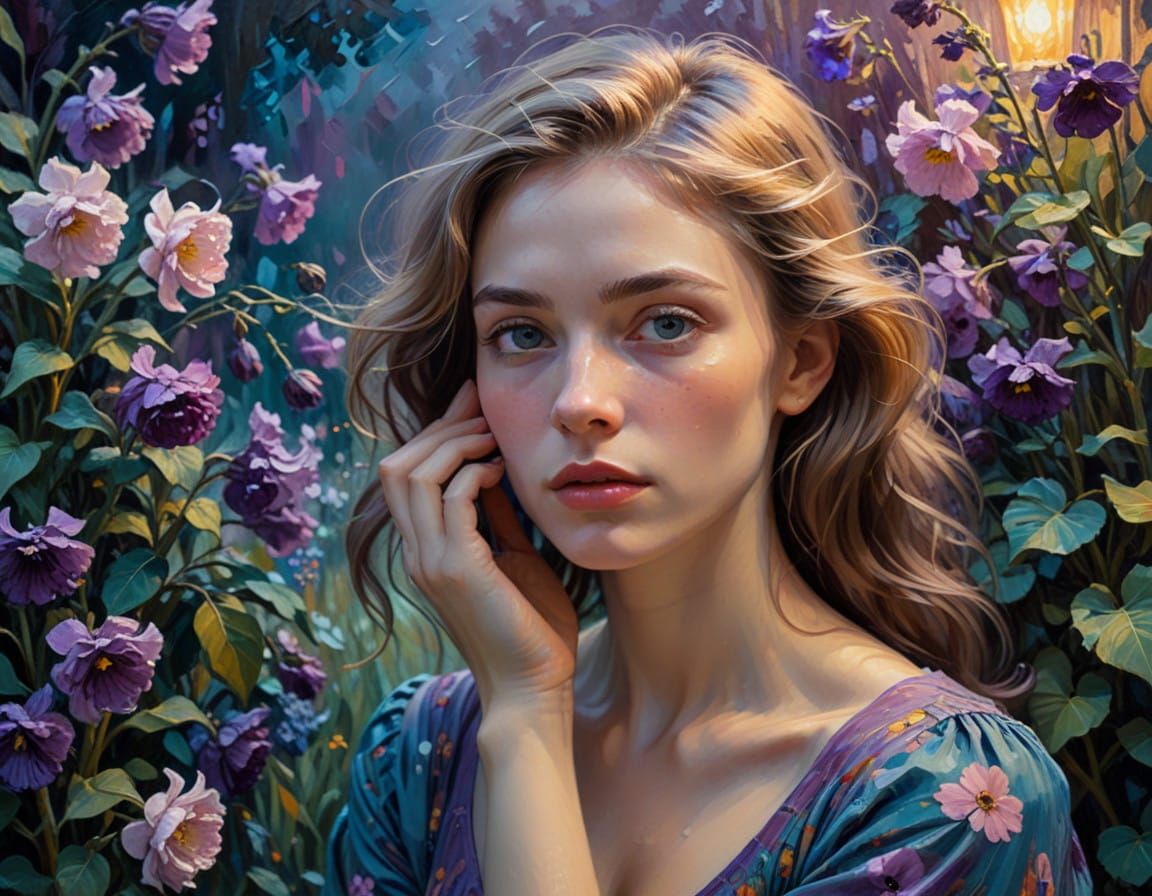 Enigmatic Portrait in Neo-Impressionist Style