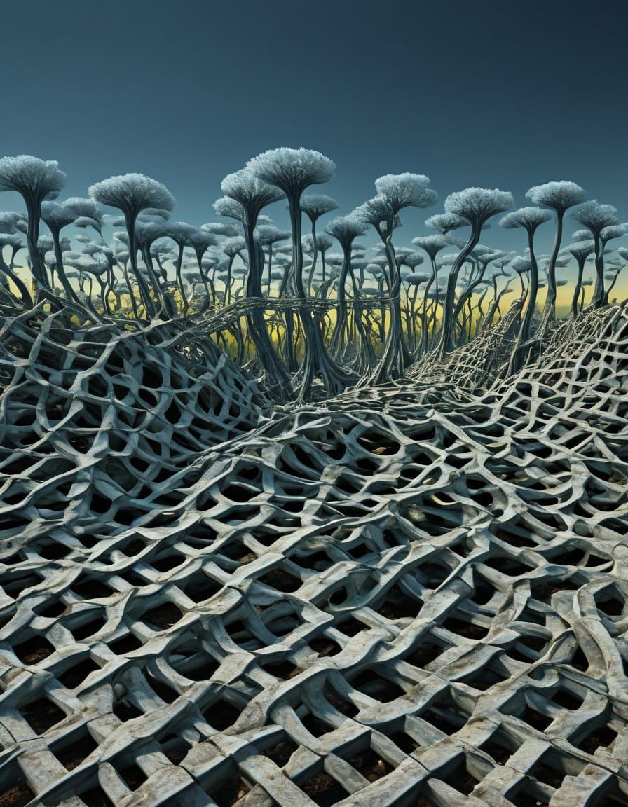 Surreal Ossified Tendon Lattice Landscape