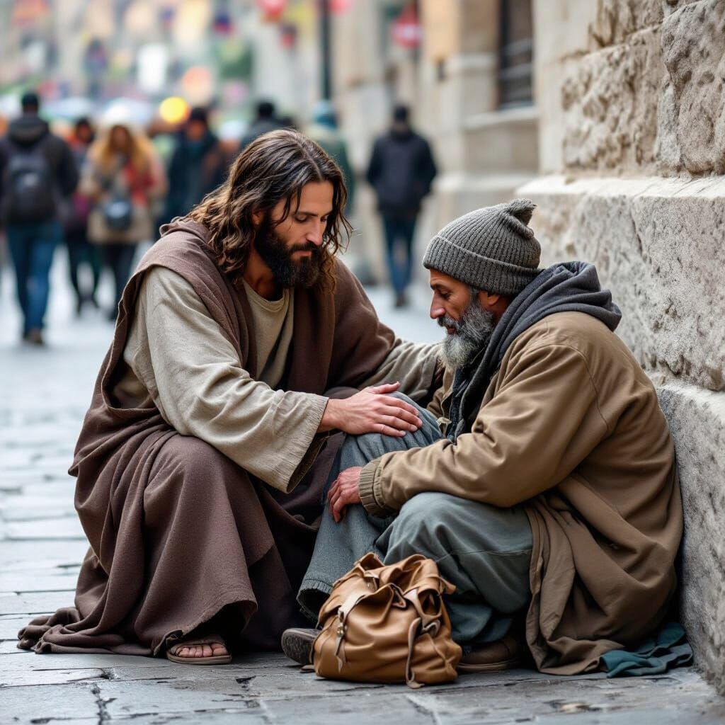 Jesus Offers Comfort to a Homeless Man