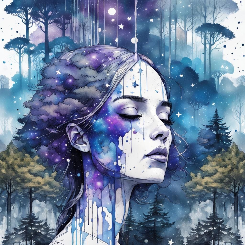 Galaxy Meets Earth: A Double Exposure Art Piece
