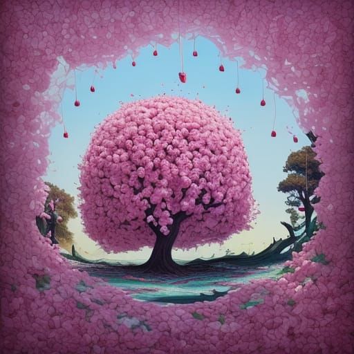 Melting Cherries in Surrealist Salvador Dali Style