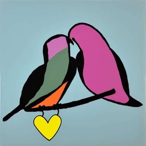 Simple AI Image of Two Love Birds
