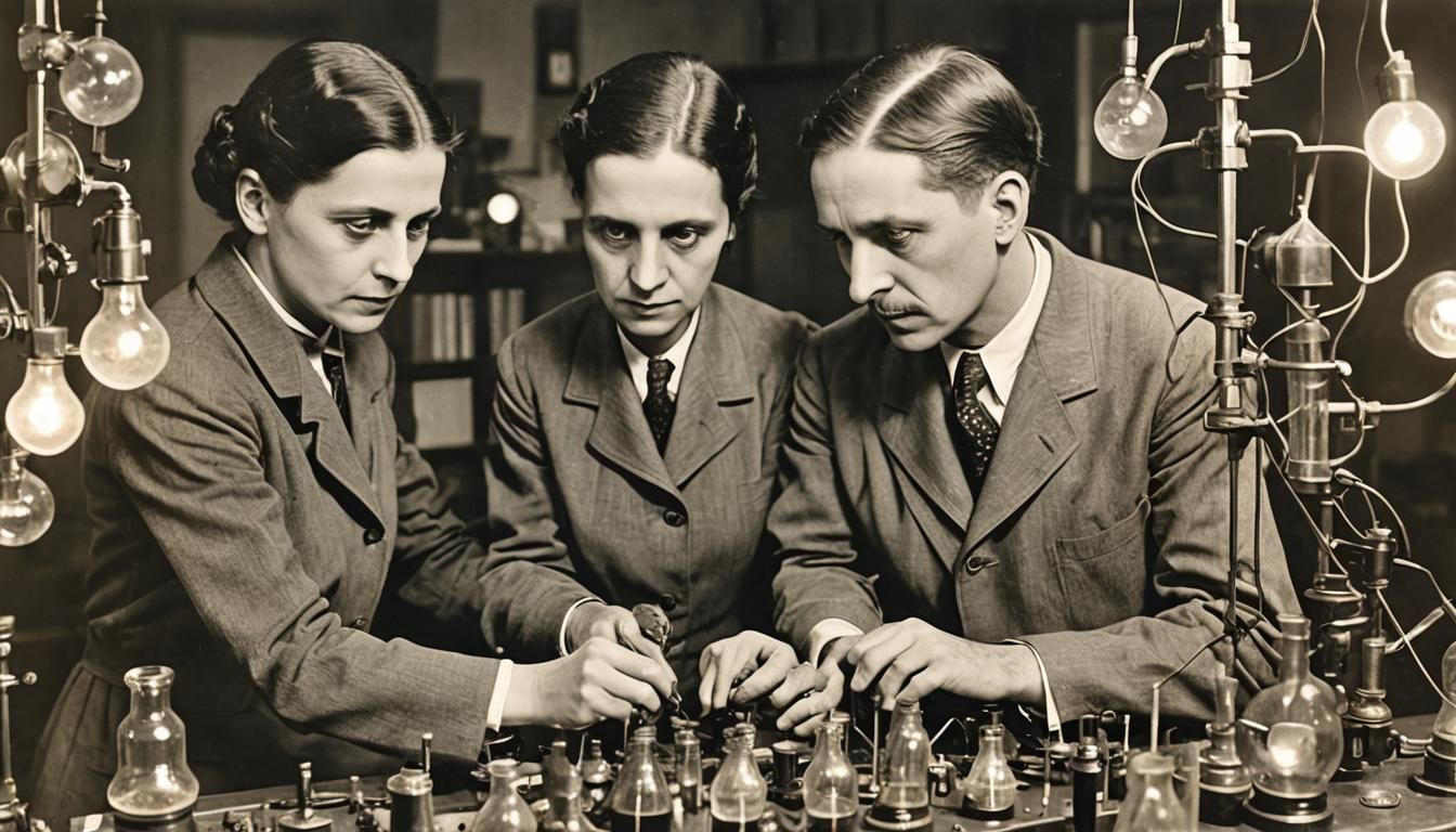 Generar una imagen inspirada en Lise Meitner con Otto Hahn.