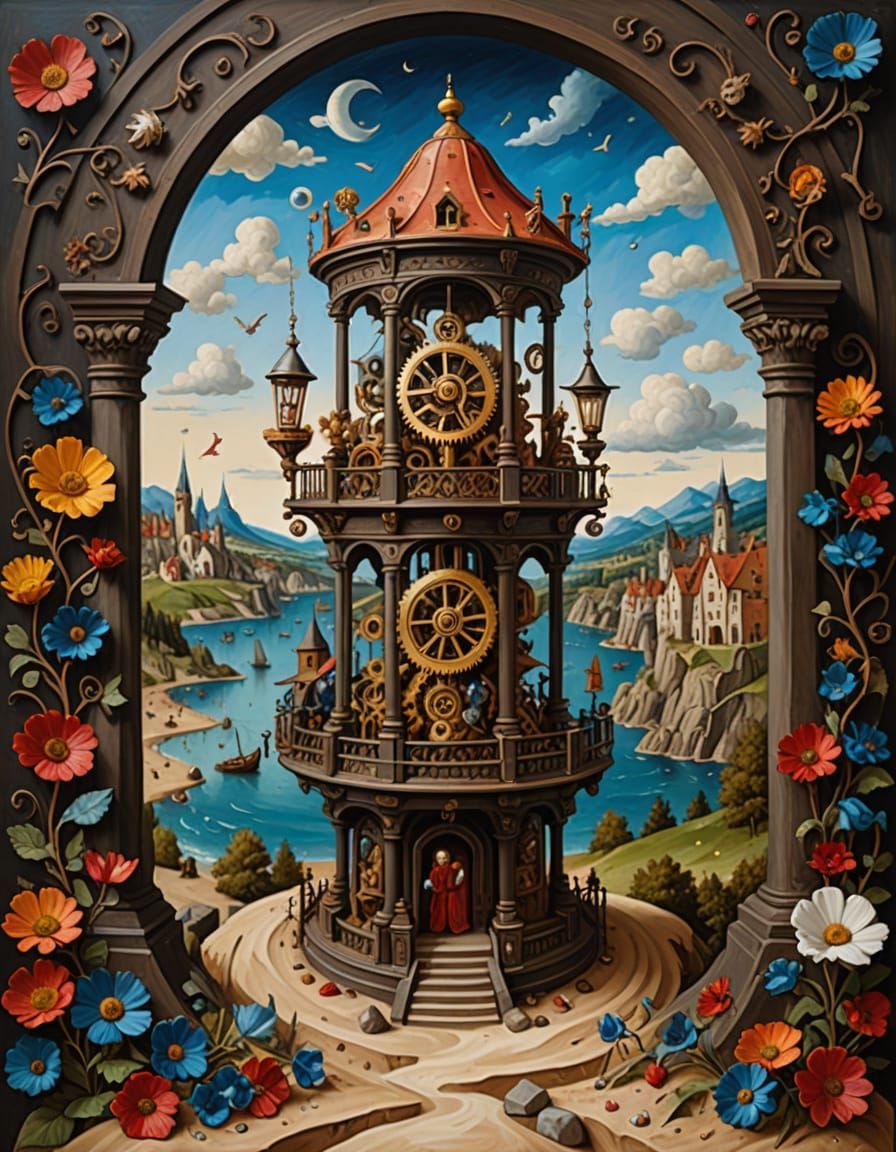 Impossible Architecture of Time in Oil Painting