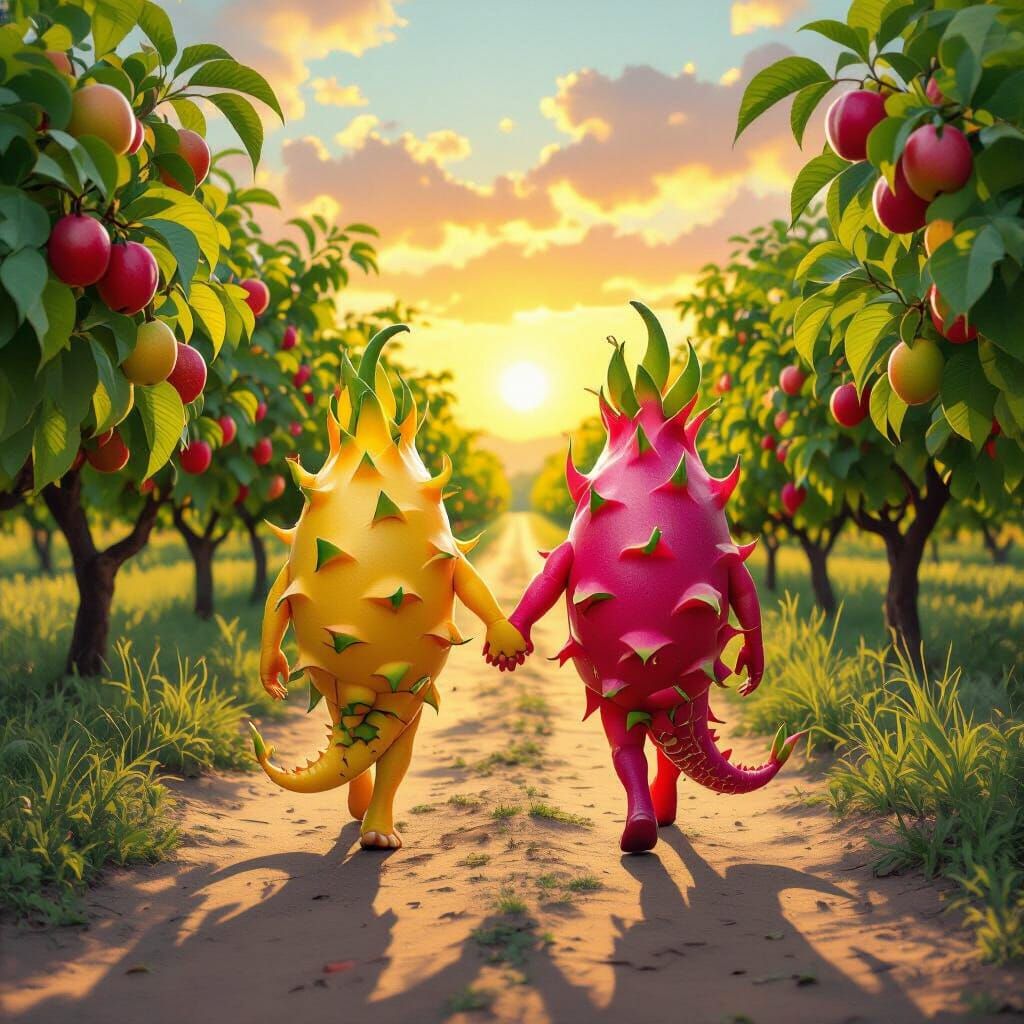 Surreal Dragon Fruits Stroll Through Thai Orchard