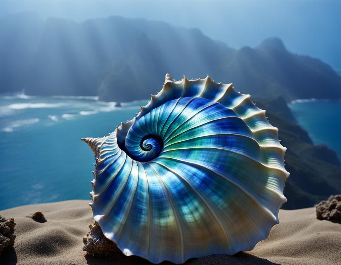 Glowing Celestial Conch Shell in Hyperreal Detail