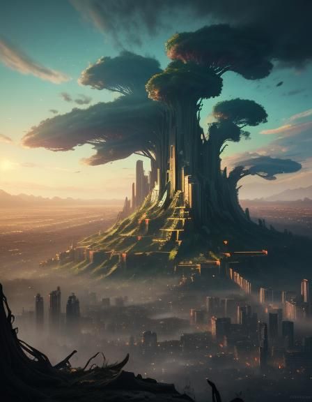 City Ruins: Impressionistic Sci-Fi Landscape