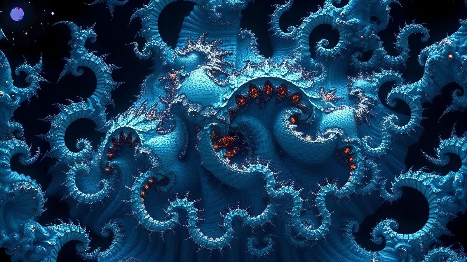 Bioluminescent Fractal Kelp Deepsea Spectacle