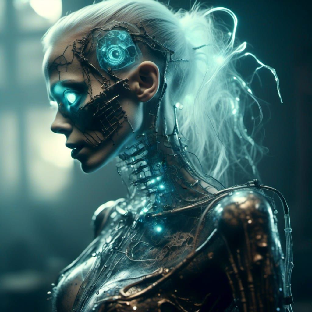 Transparent Cybernetic Ghost Punk Cyborg