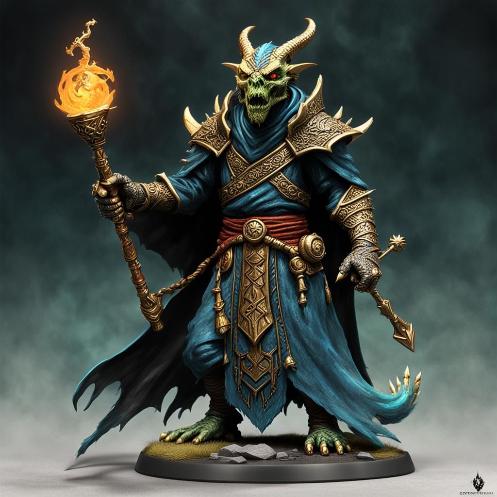 Gold Dragonkin Necromancer with Staff