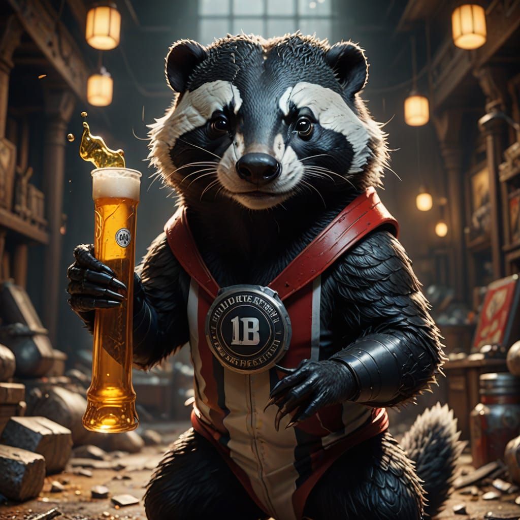 Determined Honey Badger in Vibrant Fantasy World