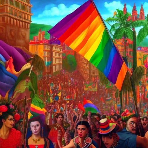 Gay Pride Festival in Frida Kahlo Style