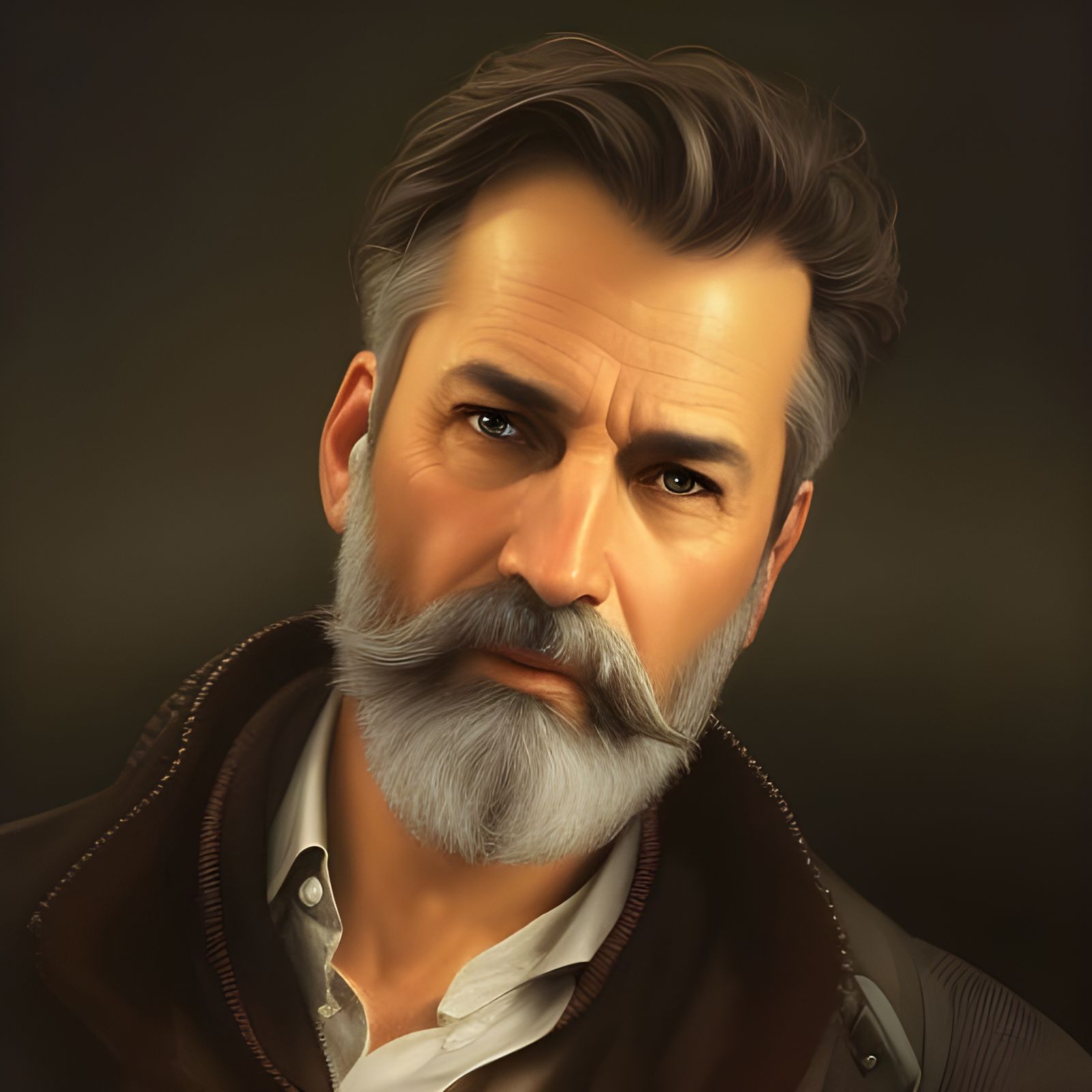 Mid adult man writer with grayish beard