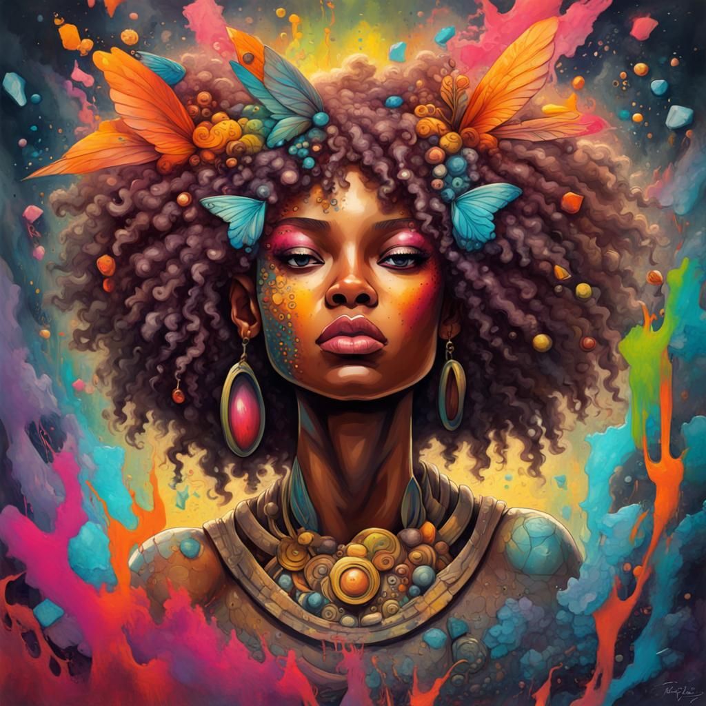 Magical Fairy Warrior in Graffiti Art Style