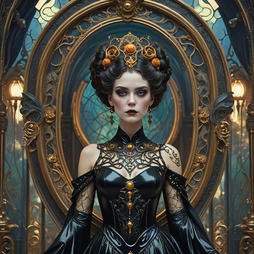 Halloween Goddess Portrait in Art Nouveau Style