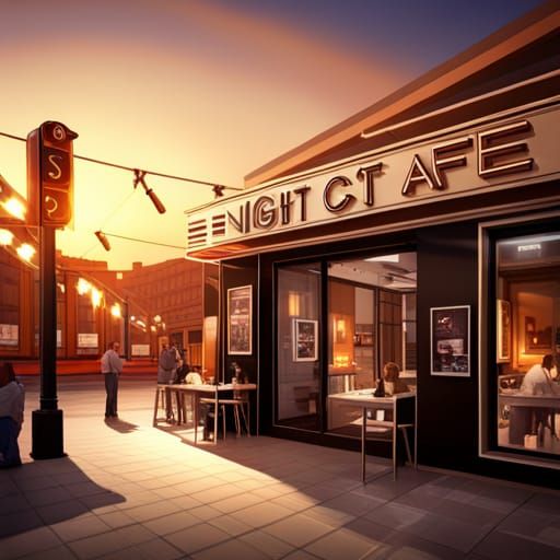 Inviting Night Cafe for Artists at Sunset