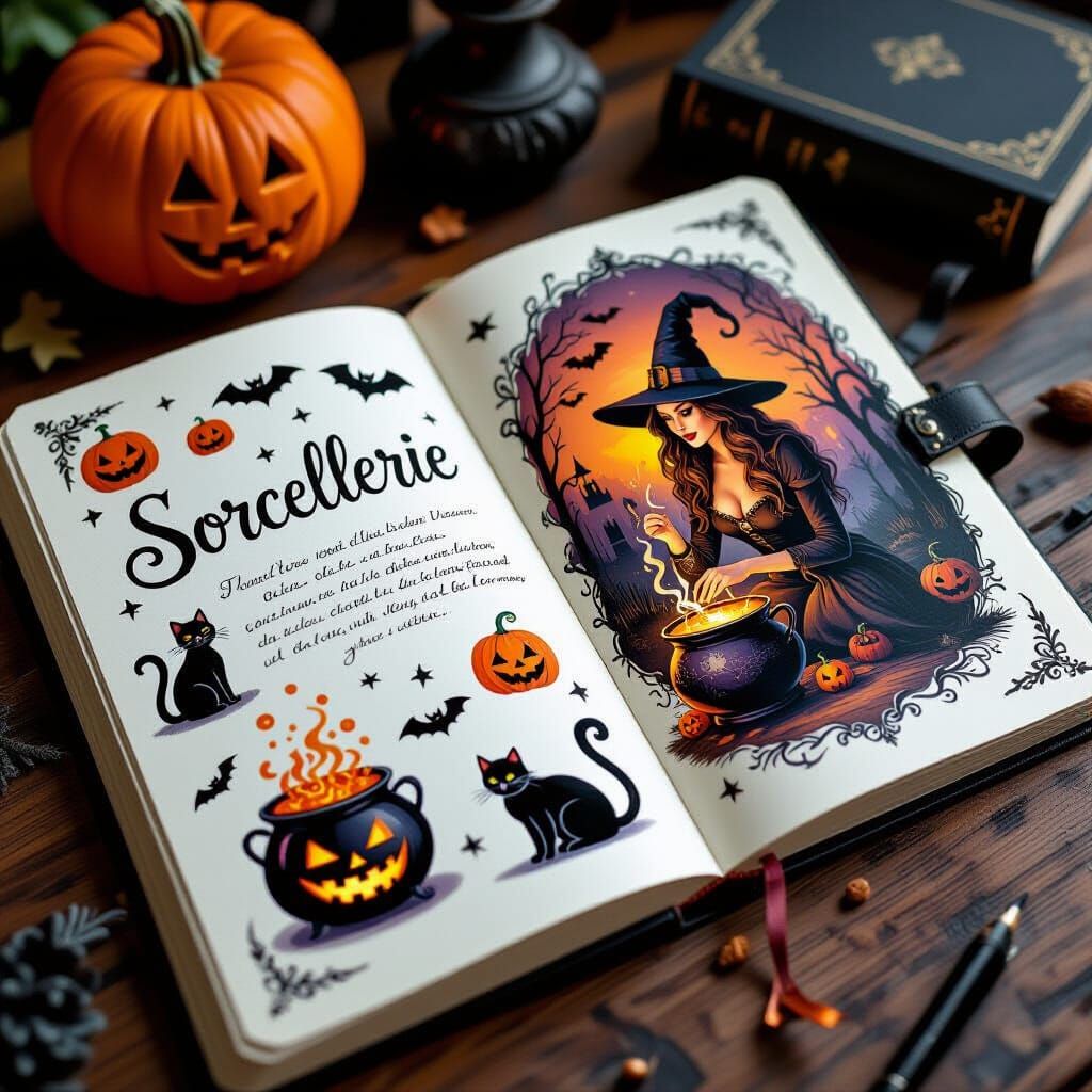Halloween Journal with Witchy Art