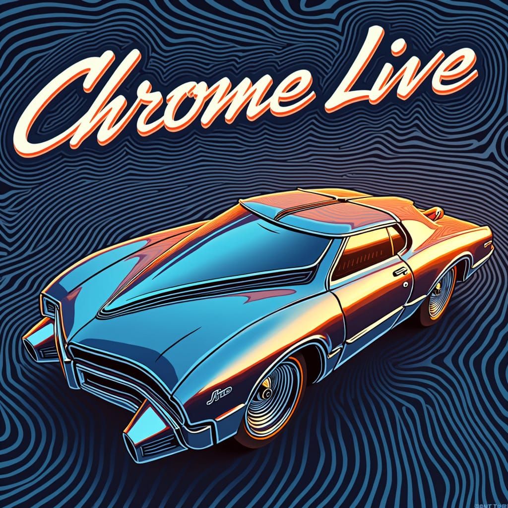 Southern Rock Band LP Cover in Futuristic Op-Art Style