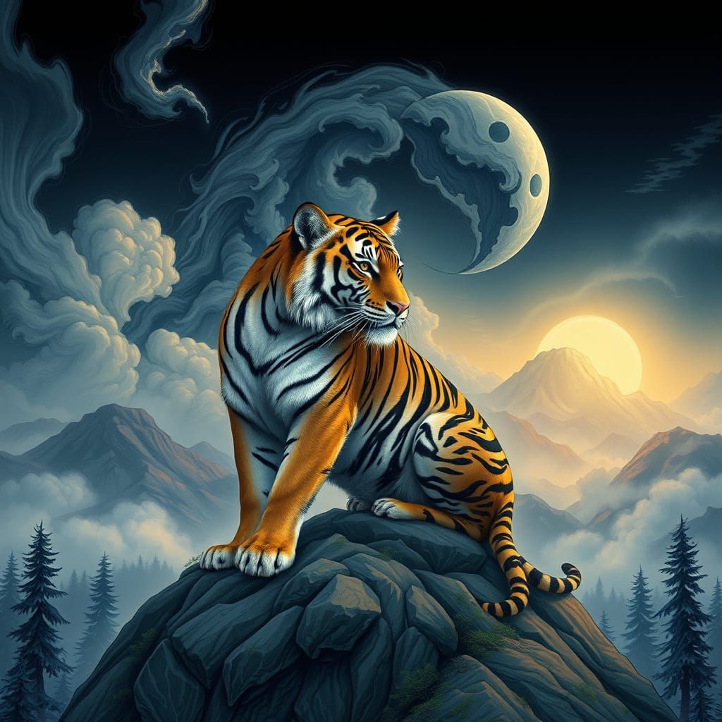 Regal Tiger in Serene Forest Dawn