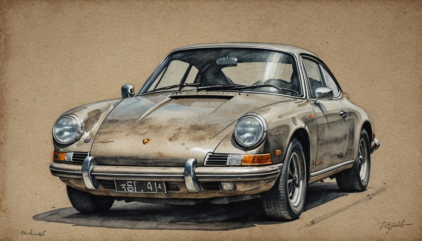 Classic Porsche 911 in Watercolor