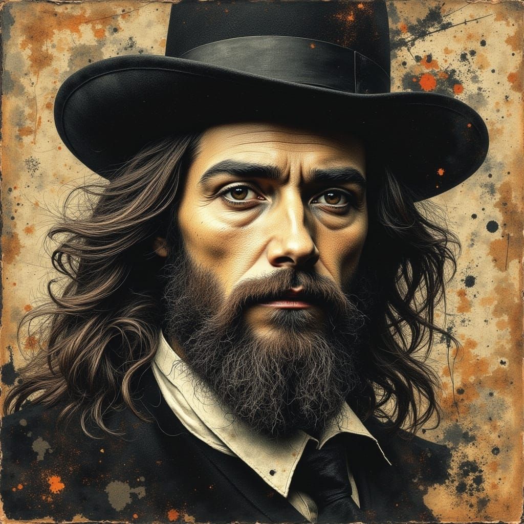 Leonardo da Vinci Portrait in Steampunk Ink Style